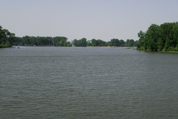 View accross a tree-lined lake